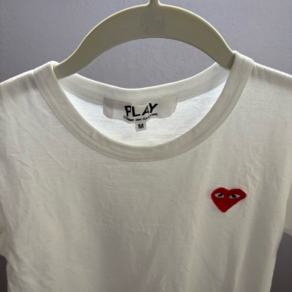 COMMES DES GARCONS CDG Play Japan sz M US sz S Blue Polka Dot Heart Tshirt - Picture 2 of 12